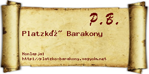 Platzkó Barakony névjegykártya